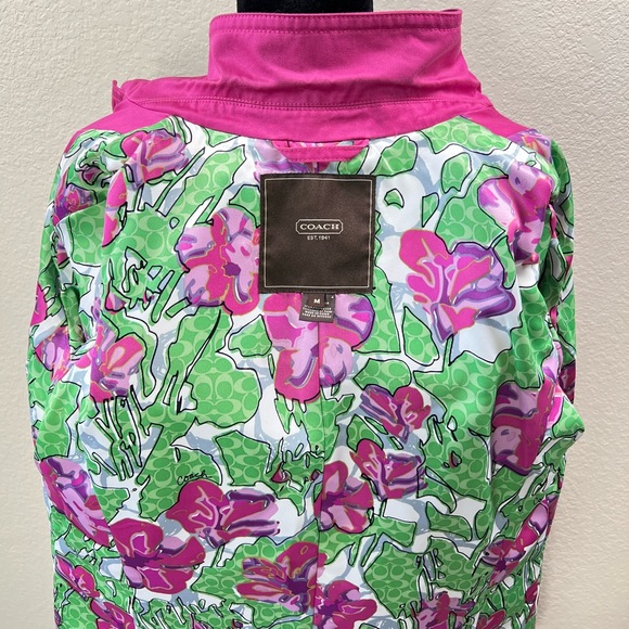 Pink Trench Coat Mid Jacket Tailored Blazer Spring Summer Floral Print Tweed Y2K - Picture 17 of 17